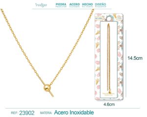 [23902] Cadena de acero dorado para collar con cierre de bola y goma para charm