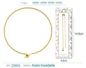 [23903] Pulsera de cadena de acero dorado con cierre de bola y goma para charm