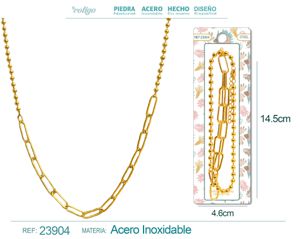 [23904] Cadena de acero dorado para collar para charm