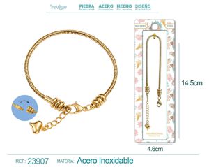 [23907] Pulsera de cadena de acero dorado para charm