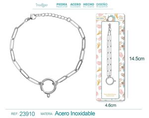 [23910] Cadena de acero plateado para collar para charm
