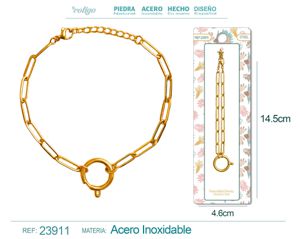 [23911] Cadena de acero dorado para collar para charm