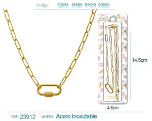 [23912] Cadena de acero dorado para collar para charm