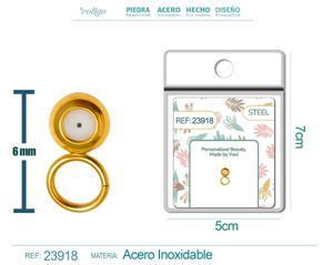 [23918] Bola de acero plateado de 4mm con goma y arete para charm