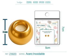 [23920] Bola de acero dorado de 4mm con goma para fijar charm
