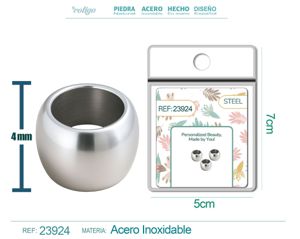 [23924] Charm de bola de acero plateado de 6mm con agujero de 3mm para cadena de serpiente