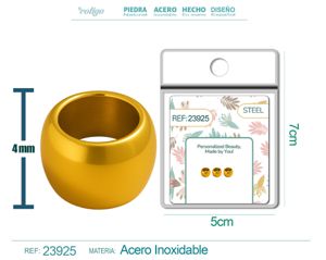 [23925] Charm de bola de acero dorado de 6mm con agujero de 3mm para cadena de serpiente