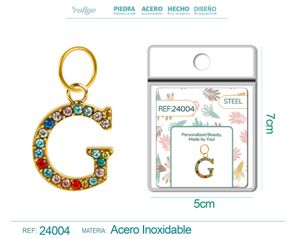 [24004] Charm de letra G de acero dorado con circonita