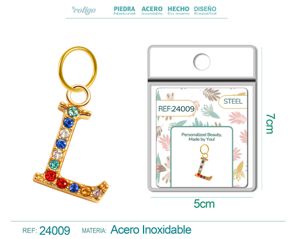 [24009] Charm de letra L de acero dorado con circonita
