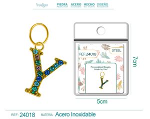 [24018] Charm de letra Y de acero dorado con circonita