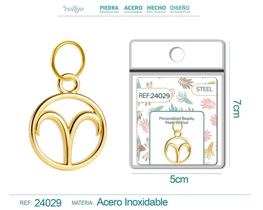[24029] Charm de zodiaco Aries de acero dorado