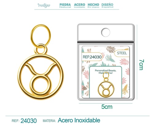 [24030] Charm de zodiaco Tauro de acero dorado
