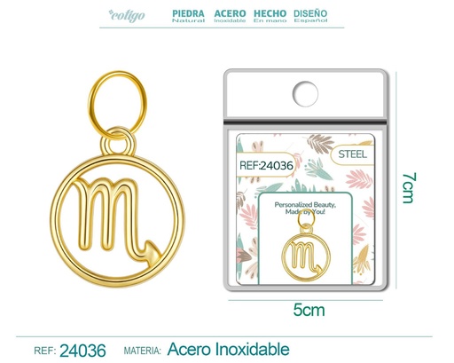 [24036] Charm de zodiaco Escorpio de acero dorado