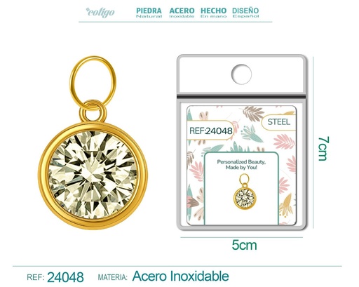 [24048] Charm de Acero Dorado con piedra de nacimiento de agosto - Joyería personalizada y accesorios