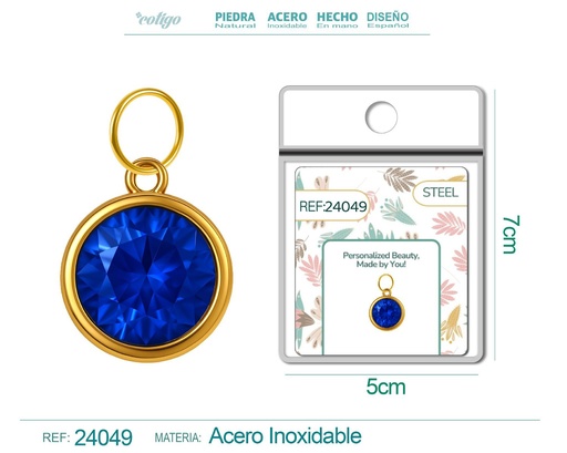 [24049] Charm de Acero Dorado con piedra de nacimiento de septiembre - Joyería personalizada y accesorios