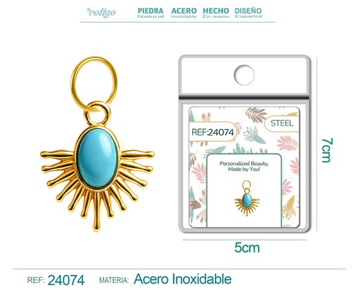 [24074] Charm de Acero Dorado Chapado en Oro 14K - Accesorios de lujo y joyería de calidad
