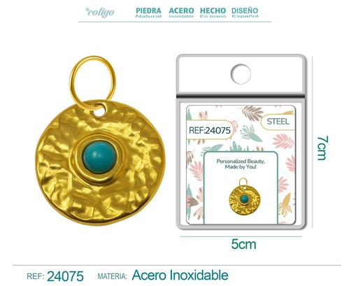 [24075] Charm de Acero Dorado Chapado en Oro 14K - Accesorios de lujo y joyería de calidad