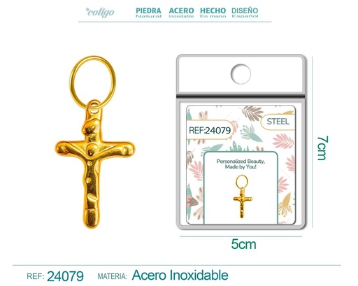 [24079] Charm de Acero Dorado Chapado en Oro 14K - Accesorios de lujo y joyería de calidad