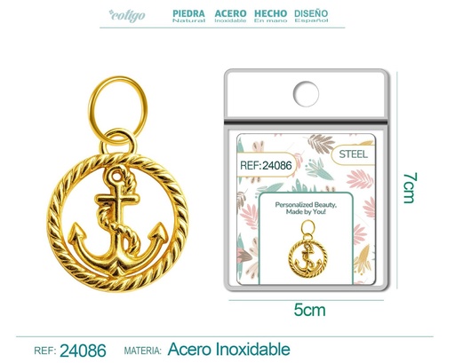 [24086] Charm de Acero Dorado Chapado en Oro 14K - Accesorios de lujo y joyería de calidad