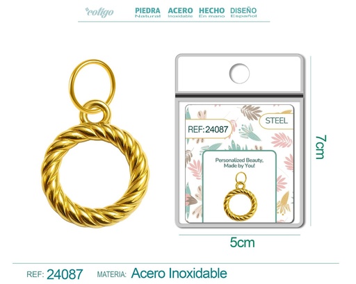 [24087] Charm de Acero Dorado Chapado en Oro 14K - Accesorios de lujo y joyería de calidad