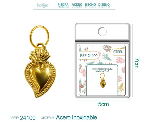 [24100] Charm de Acero Dorado Chapado en Oro 14K - Accesorios de lujo y joyería de calidad