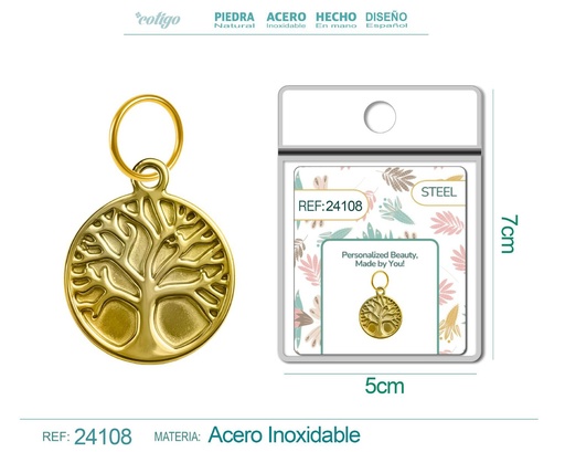 [24108] Charm de Acero Dorado Chapado en Oro 14K - Accesorios de lujo y joyería de calidad