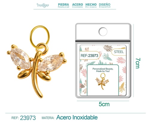 [23973] Charm de cobre chapado en oro de 14K con circonita - Accesorios de joyería y manualidades