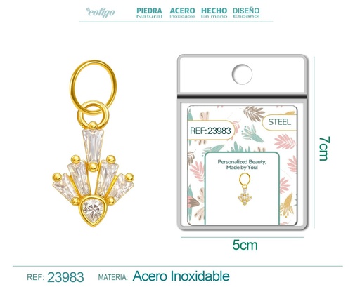 [23983] Charm de cobre chapado en oro de 14K con circonita - Accesorios de joyería y manualidades