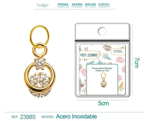 [23985] Charm de cobre chapado en oro de 14K con circonita - Accesorios de joyería y manualidades