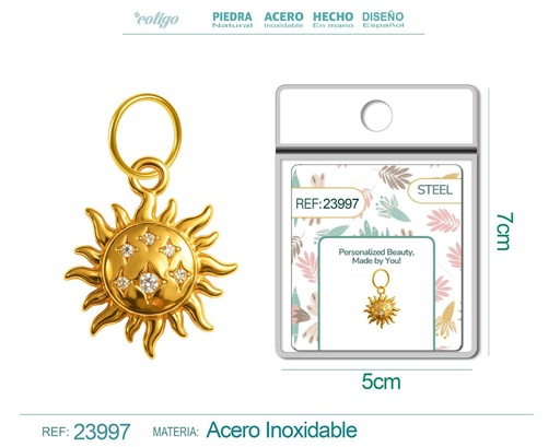 [23997] Charm de cobre chapado en oro de 14K con circonita - Accesorios de joyería y manualidades