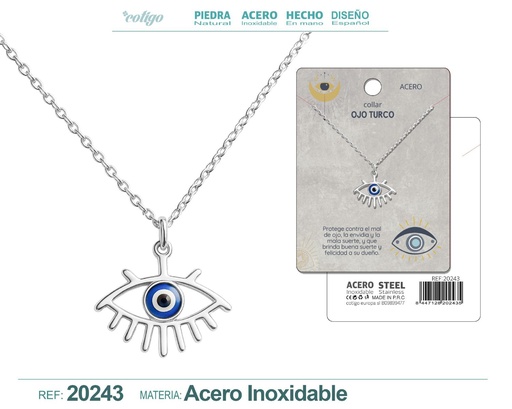 [20243] Collar Ojo turco de acero - Joyería de protección y amuletos