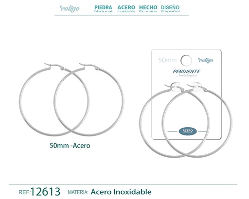 [12613] Pendiente aro de acero de 50 mm - Joyería de acero