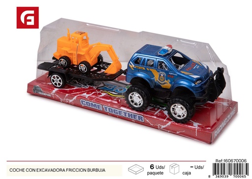 [160670006] Coche con excavadora a fricción (burbuja) - Juguetes de vehículos y construcción