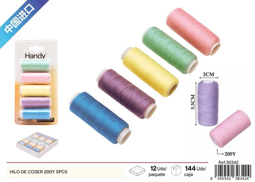 [30342] Hilo de coser 200 y 5 piezas - Materiales de costura y manualidades