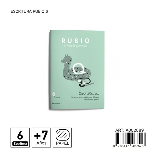 [A002889] Escritura Rubio 6 - Cuaderno de práctica para escritura