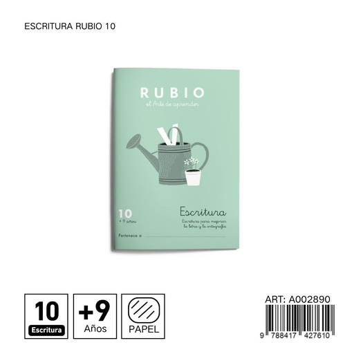 [A002890] Cuaderno RUBIO escritura 10 C10 - Práctica de escritura avanzada