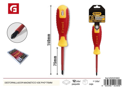 [202121360] Destornillador magnético VDE PH0x75 mm - Herramientas para atornillar