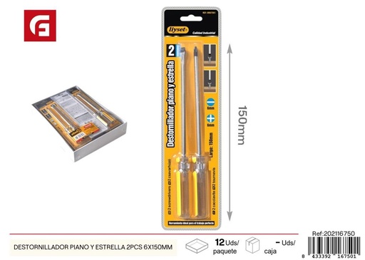 [202116750] Kit de destornilladores piano y estrella 2 unidades 6x150 mm - Herramientas de ferretería