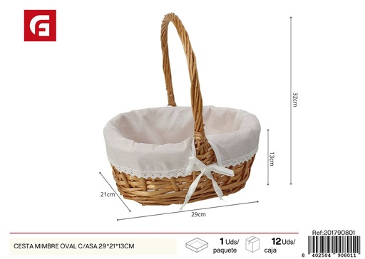 [201790801] Cesta mimbre oval c/asa 29*21*13cm - Decoración del hogar y cestas de mimbre