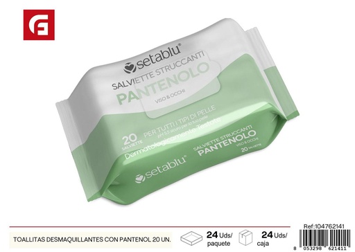 [104762141] Toallitas desmaquillantes con pantenol 20 unidades - Productos de cuidado personal