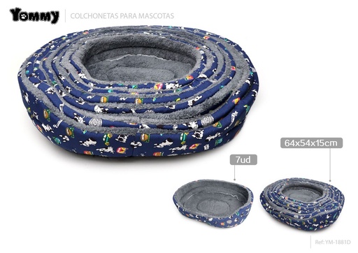 [YM1881D] Conjunto de 7 piezas de lona azul + peluche 64x54x15 cm - Juguetes para mascotas