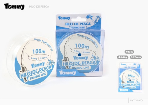 [YM9004] Hilo de pesca nylon transparente 0.26mm x 100m - Accesorios de pesca