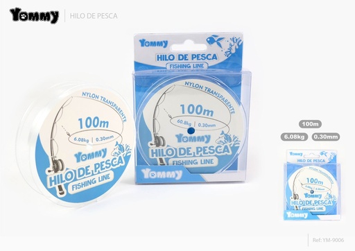 [YM9006] Hilo de pesca nylon transparente de 0.30 mm x 100 m - Accesorios de pesca