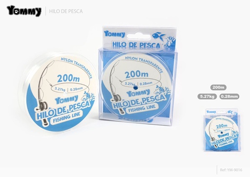 [YM9016] Hilo de pesca nylon transparente 0.28mm x 200m - Accesorios de pesca