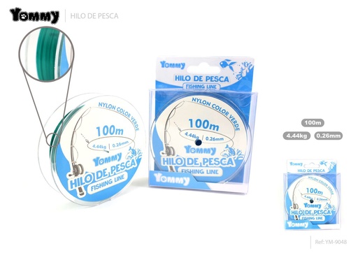 [YM9048] Hilo de pesca nylon verde 0.26mm x 100m - Accesorios de pesca