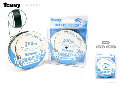 [YM9055] Hilo de pesca nylon verde 0.16mm x 200m - Accesorios de pesca