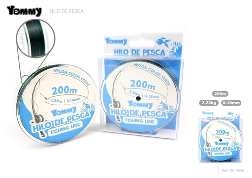 [YM9056] Hilo de pesca nylon verde 0.18mm x 200m - Accesorios de pesca