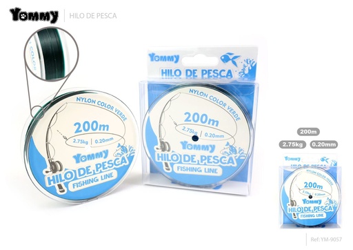 [YM9057] Hilo de pesca nylon verde 0.20mm x 200m - Accesorios de pesca