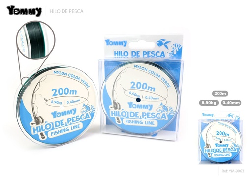 [YM9063] Hilo de pesca nylon verde 0.40mm x 200m - Accesorios de pesca