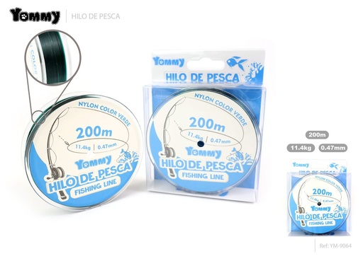 [YM9064] Hilo de pesca nylon verde 0.47mm x 200m - Accesorios de pesca